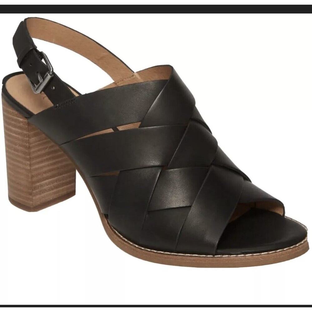 MADEWELL Womens The Cindy Sandal Black Woven Chunky Heel Sz 10